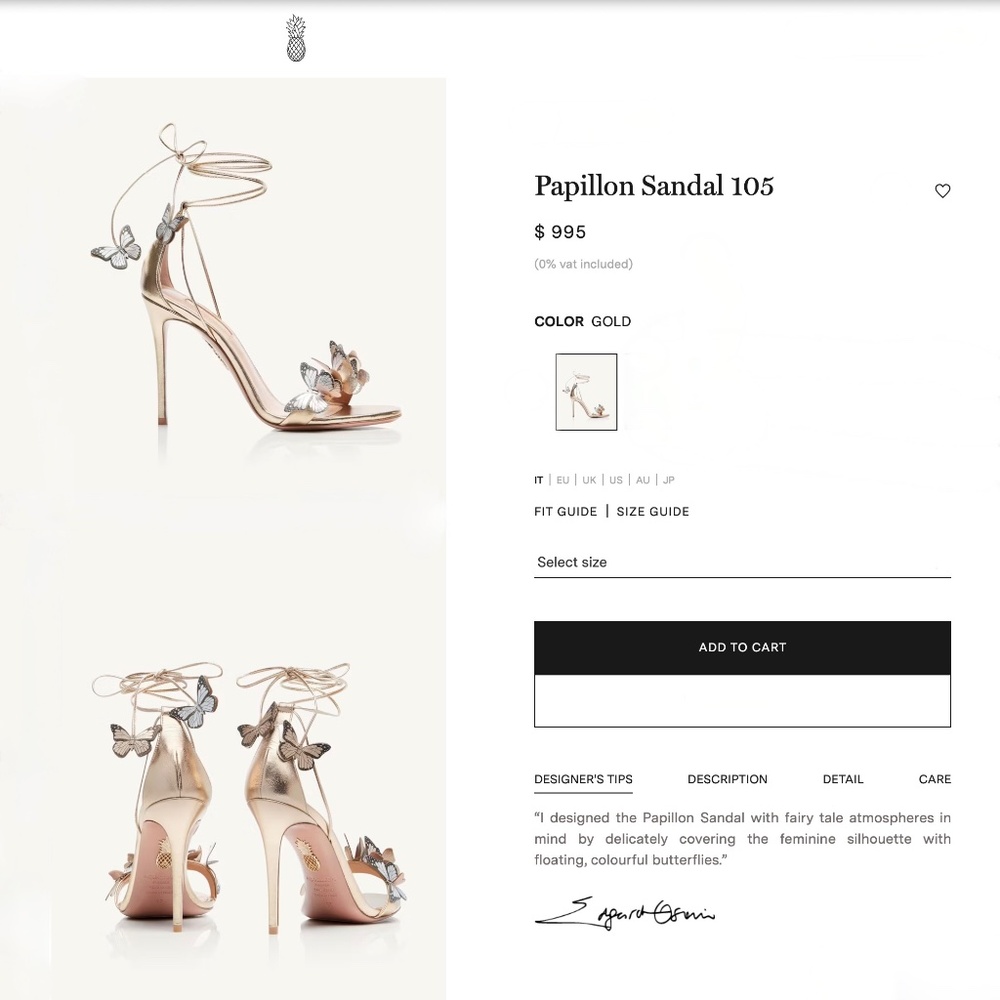 Aquazzura Papillon Soft Gold Butterfly Stiletto Heels Sandals - Picture 8 of 14